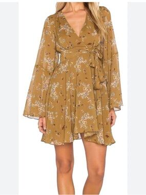 Free People Lilou Dress XS Boho Flare Sleeves Flowy Chiffon Feminine Romantic